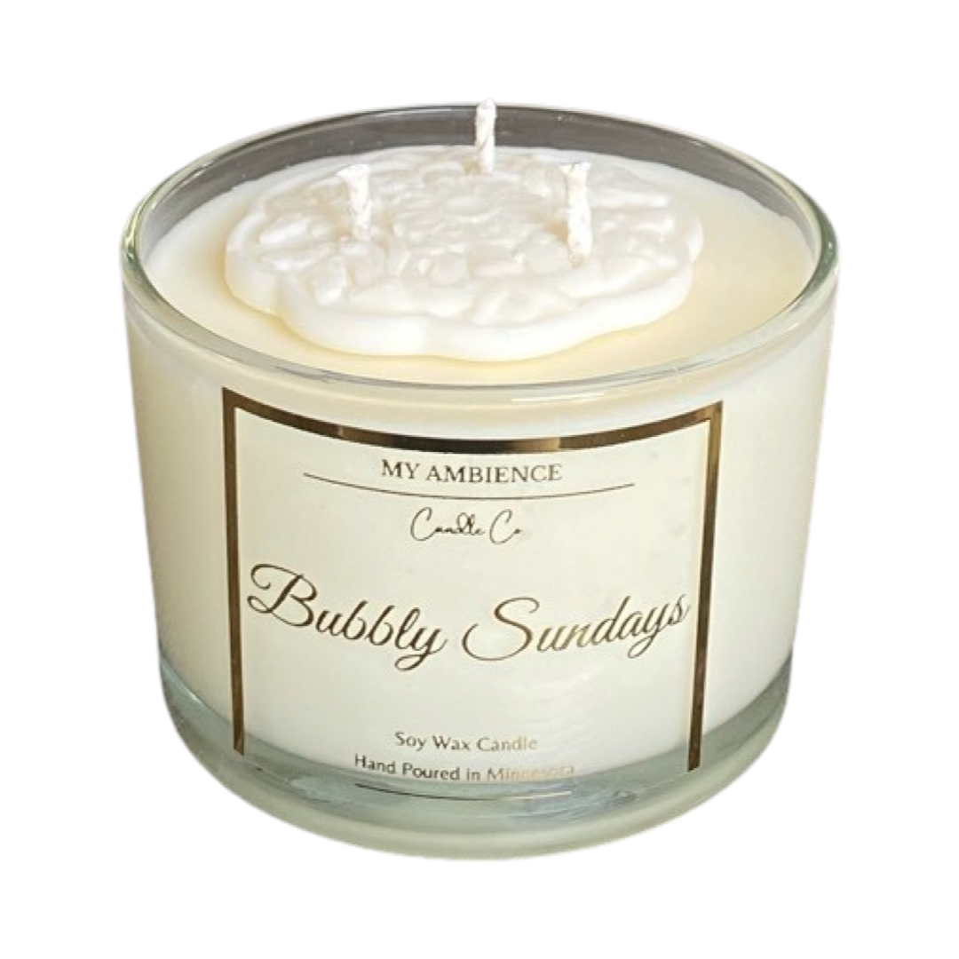 BUBBLY SUNDAYS 16oz (SMELLS LIKE BRUNCH)Scents: Passionfruit Pineapple, Citrus Sunshine, peach mango bellini, and Blood Orange