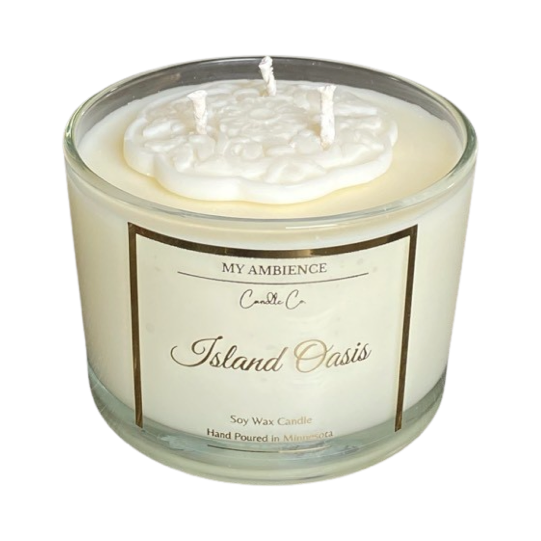 ISLAND OASIS 16oz(SMELLS LIKE THE FIRST DRINK ON VACATION) Scents: Pineapple sage, Passionfruit Pineapple, Mango and Coconut Milk and Mango and Gardenia